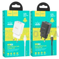 СЗУ HOCO N25, Maker, 2100mA, кабель  Lightning,  белый