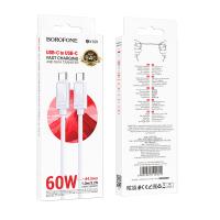 Кабель Type-C to Type-C Borofone BX109 Joy, 1m, 3A, 60W, белый