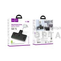 Сетевой фильтр HOCO AC11A, 85мм, 10A/250V, 5V/3A, 2 розетки, 3хUSB, Type-C, с выключателем,  черный